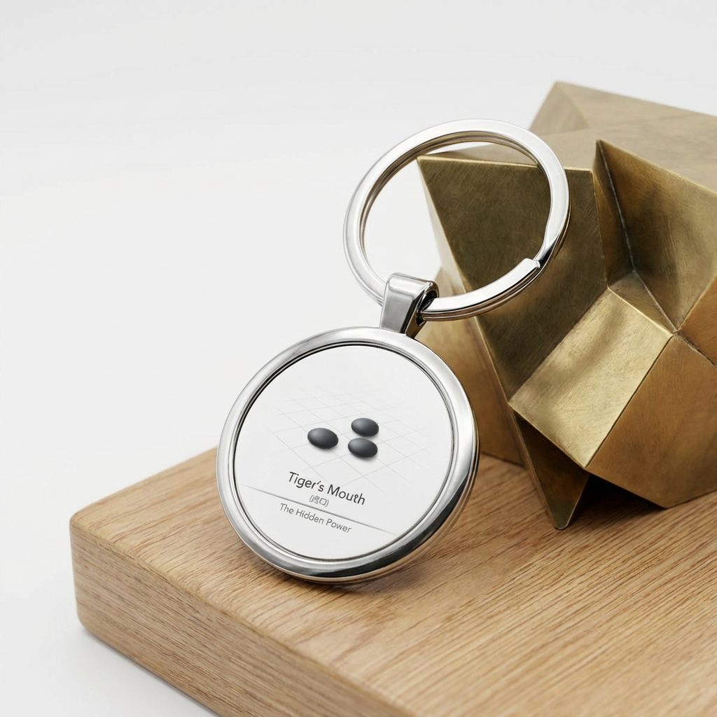 Tiger’s Mouth Keychain – Hidden Power – Minimalist Go Strategy Gift – Stainless Steel
