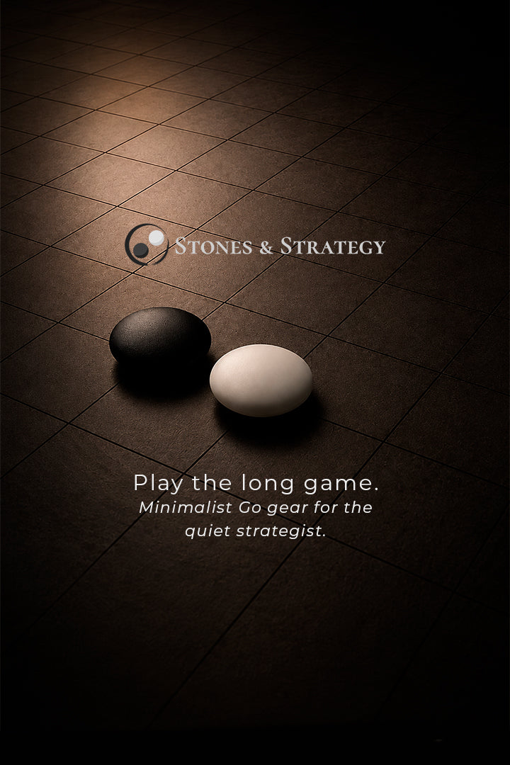 Two stones on a dark surface with 'Stones & Strategy' branding and text.