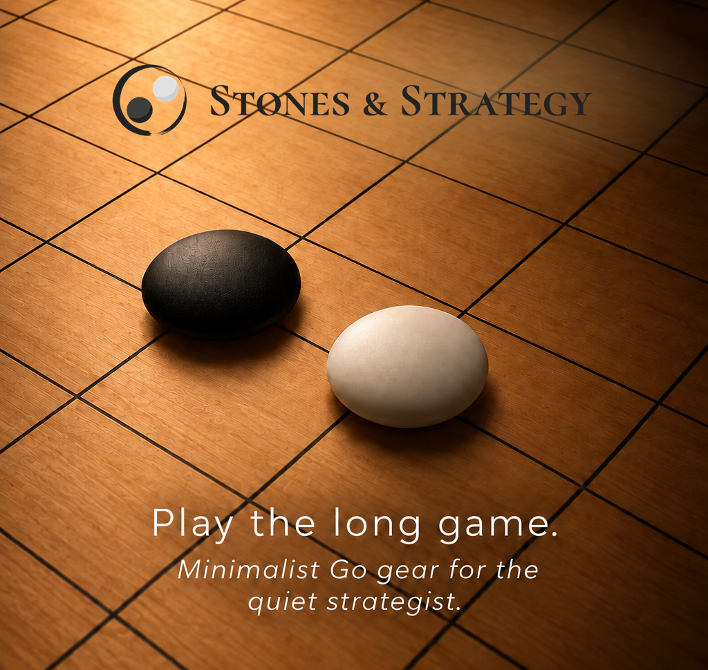 Stones & Strategy sobre tablero de Go iluminado, versión móvil compacta